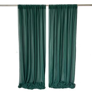 EHLDekol Sheer Chiffon Backdrop Curtains 10ft x 10ft，Chiffon Fabric Drapes for Wedding, Long Sheer Curtain for Living Room, Arch Party Stage Decoration (Emerald Green, 120 x 120 Inch)