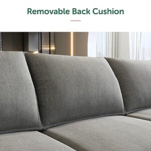 HONBAY Reversible Sectional Modular Couch with Ottoman U Shaped Storage Oversized Sectional Sleeper Sofa with Wide Chaise for Living Room, Grey