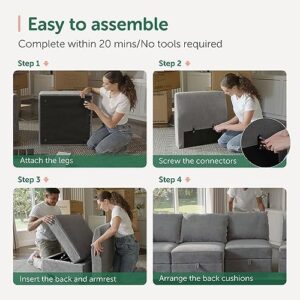 HONBAY Reversible Sectional Modular Couch with Ottoman U Shaped Storage Oversized Sectional Sleeper Sofa with Wide Chaise for Living Room, Grey