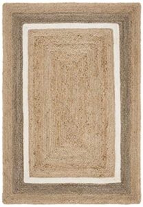 safavieh natural fiber collection 2' 6" x 4' natural / grey/ivory nf883b handmade farmhouse rustic braided jute entryway living room foyer bedroom accent rug