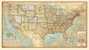 american map store beautiful wall map of the united states of america - classic antiqued atlas style - extra large - 73''x40'' - select paper or laminated (paper, 73'' wx40'' h)