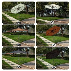 FQLY 7.5' Solar Powered Umbrella Double Top Market Table Umbrella Tilt Adjustment Red Parasol Outdoor Garden Patio Umbrella with LED Lights, Crank (Color : Brown, Size : 230cm(7.5FT))