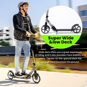 Aero Big Wheels Kick Scooter for Kids 8 Years Old, Teens 12 Years and up, Youth and Adults. Commuter Scooters with Hand Brake, Soft Rubber mat, Shock Absorption, Foldable and Height Adjustable.