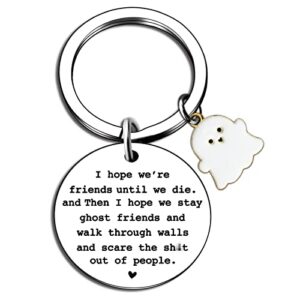 lamdo funny keychain friendship gifts for women cute best friend unique birthday soul sisters bestie classmates (silver)