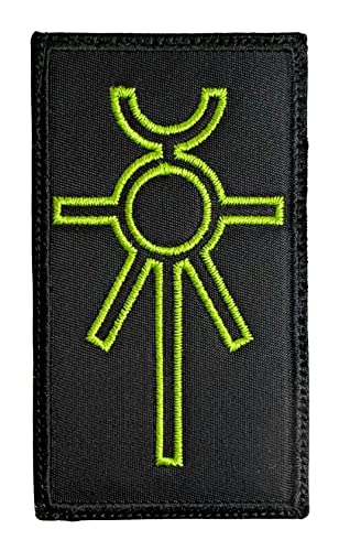 Almost SGT Warhammer 40K Necrons Symbol Patch Black Background - Funny Tactical Morale Embroidered Patch Hook Fastener Backing