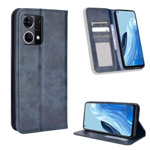 case for oppo reno 7 4g leather case,case for oppo f21 pro 4g case cover,case for oppo reno7 4g / f21 pro 4g cph2363 case flip pu leather cover blue
