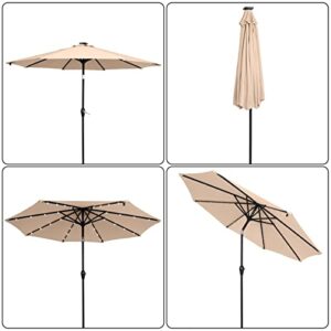 WJZYJ patio umbrella with solar lights Outside Shade patio table umbrellas Windproof patio unbrella's with lights bistro backyard deck balcony patio umbrella solar for patio, lawn & garden