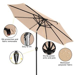 WJZYJ patio umbrella with solar lights Outside Shade patio table umbrellas Windproof patio unbrella's with lights bistro backyard deck balcony patio umbrella solar for patio, lawn & garden