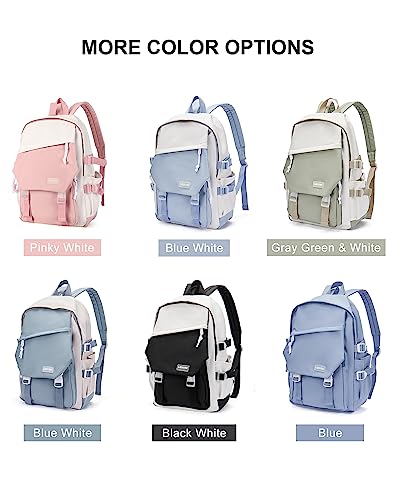 coowoz School Bag Lightweight Casual Daypack College Laptop Backpack for Men Women Water Resistant Travel Rucksack for Sports High School Middle Bookbag for girls(Pink white)
