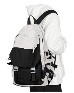 coowoz school bag lightweight casual daypack college laptop backpack for men women water resistant travel rucksack for sports high school middle bookbag for girls(black white)
