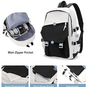 coowoz School Bag Lightweight Casual Daypack College Laptop Backpack for Men Women Water Resistant Travel Rucksack for Sports High School Middle Bookbag for girls(Black white)