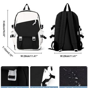 coowoz School Bag Lightweight Casual Daypack College Laptop Backpack for Men Women Water Resistant Travel Rucksack for Sports High School Middle Bookbag for girls(Black white)