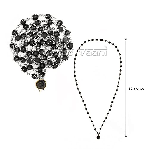 Vedic Vaani Shaligram Mala In German Silver Oval Beads Wearing For Shringar Deity Idol (1 Pcs)