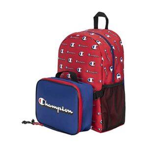 champion munch backpack lunch kit combo red/blue one size