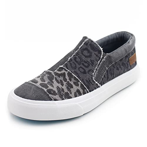 Blowfish Malibu Women's Maddox Sneaker, Grey Smoked Canvas/Smokey City Kitty/Charcoal Paper Cat, 8.5 M US