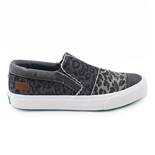 Blowfish Malibu Women's Maddox Sneaker, Grey Smoked Canvas/Smokey City Kitty/Charcoal Paper Cat, 8.5 M US