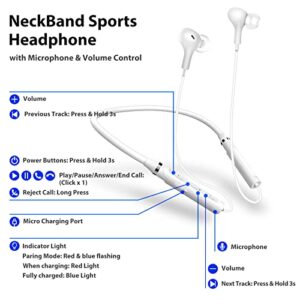 Wireless Earbuds, TITACUTE Bluetooth Headphone NeckBand Earphone for Samsung S22 S21 S20 Galaxy Z Flip 3 A53 iPhone 13 Pro Max 14 12 11 Google Pixel 6 Magnetic Neck Strap Sport Headset with Microphone