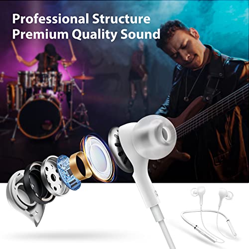 Wireless Earbuds, TITACUTE Bluetooth Headphone NeckBand Earphone for Samsung S22 S21 S20 Galaxy Z Flip 3 A53 iPhone 13 Pro Max 14 12 11 Google Pixel 6 Magnetic Neck Strap Sport Headset with Microphone