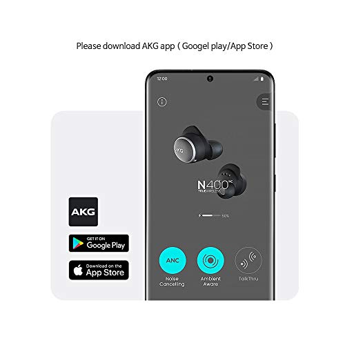 AKG N400 True Wireless Bluetooth Earphones ANC Canal Type (Black) (Renewed)