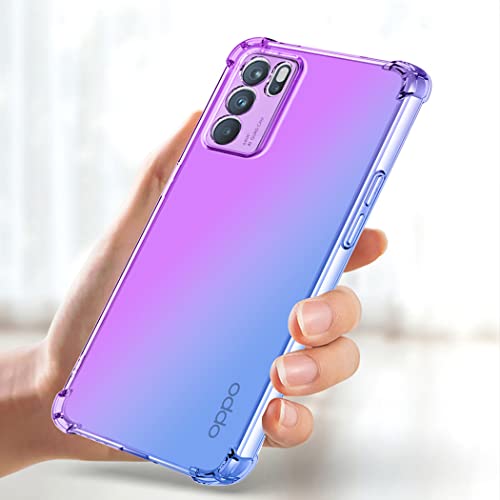 Gufuwo Case for Oppo Reno 6 5G / Reno6 5G CPH2251 Cute Case Girls Women, Gradient Slim Anti Scratch Soft TPU Phone Cover Shockproof Protective Case for Oppo Reno 6 5G (Purple/Blue)