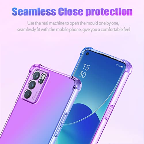 Gufuwo Case for Oppo Reno 6 5G / Reno6 5G CPH2251 Cute Case Girls Women, Gradient Slim Anti Scratch Soft TPU Phone Cover Shockproof Protective Case for Oppo Reno 6 5G (Purple/Blue)