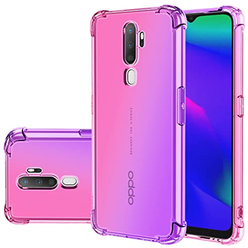 Gufuwo Case for Oppo A9 2020/OPPO A11X/OPPO A5 2020/OPPO A11 Cute Case Girls Women, Gradient Slim Anti Scratch Soft TPU Phone Cover Shockproof Protective Case for Oppo A9 2020 (Pink/Purple)