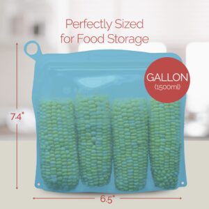 Reli. Reusable Silicone Bags (2 Pack) | Gallon (1500 ml), Aqua | Silicone Freezer Bags for Food Storage | Reusable Food Storage Bags for Food, Meal Prep, Storage | Dishwasher/Freezer Safe