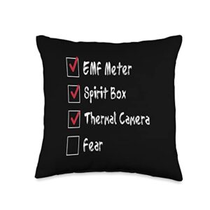 great ghost hunter saying outfit & gifts gear i mind paranormal hunt halloween hunter throw pillow, 16x16, multicolor