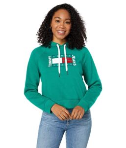 tommy hilfiger women's everyday fleece graphic hoodie sweatshirt, kelly green, medium