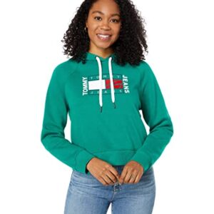 Tommy Hilfiger Women's Everyday Fleece Graphic Hoodie Sweatshirt, Kelly Green, Medium