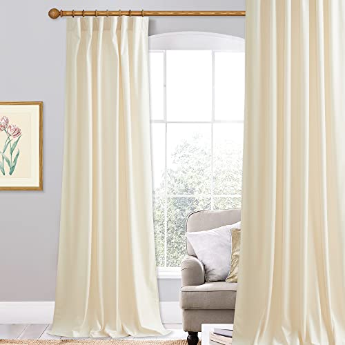 StangH Ivory White Velvet Curtains - Super Soft Back Tab Window Curtains for Bedroom, Privacy Home Decoration for Living Dining Room/Nursery, W52 x L84 inches, 1 Panel