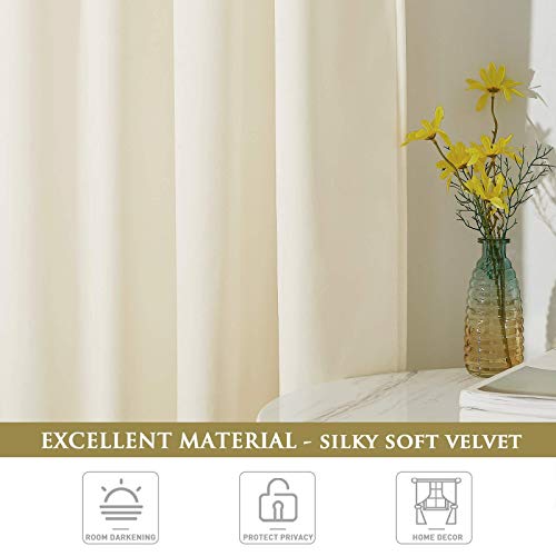 StangH Ivory White Velvet Curtains - Super Soft Back Tab Window Curtains for Bedroom, Privacy Home Decoration for Living Dining Room/Nursery, W52 x L84 inches, 1 Panel