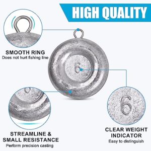 Disc Sinkers Fishing Weights Saltwater Surf Fishing Weights Coin Sinkers 1oz 2oz 3oz 4oz 5oz 6oz 8oz Catfishing Gear Tackle Circle Fishing Sinker Weight Kit