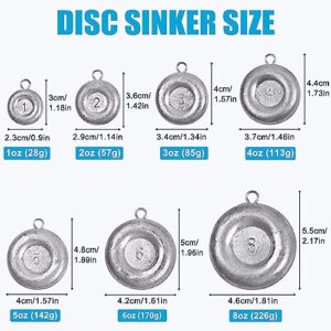 Disc Sinkers Fishing Weights Saltwater Surf Fishing Weights Coin Sinkers 1oz 2oz 3oz 4oz 5oz 6oz 8oz Catfishing Gear Tackle Circle Fishing Sinker Weight Kit