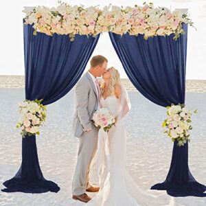 navy blue sheer curtains chiffon backdrop curtains 10x10 ft 2 panels wedding arch drapes sheer backdrop drapes wedding arch draping fabric photo background for wedding shower decoration tulle backdrop