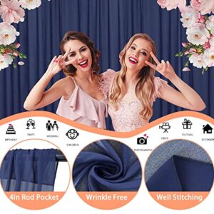 Navy Blue Sheer Curtains Chiffon Backdrop Curtains 10X10 FT 2 Panels Wedding Arch Drapes Sheer Backdrop Drapes Wedding Arch Draping Fabric Photo Background for Wedding Shower Decoration Tulle Backdrop
