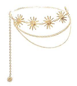 multilayer sun moon chain belt metal waist chain belt gold silver chain belt for women belly chain belt bohemia body jewelry