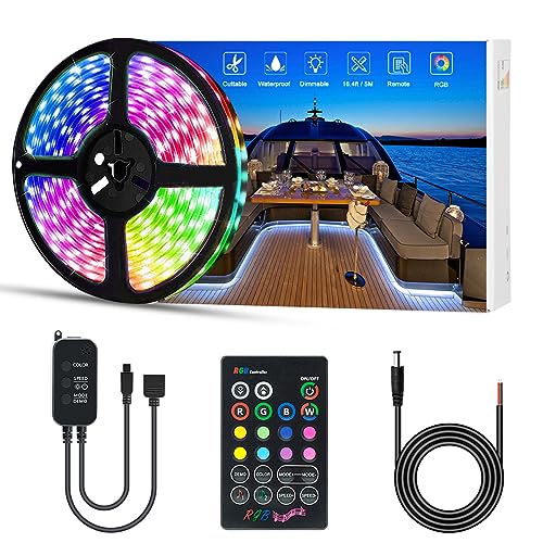 UCINNOVATE Boat Lights,12V Bluetooth RGB LED Strip Light, IP65 Waterproof Marine LED Interior Lights for Sailboat Kayak Boat Deck Light, Accent Light, Courtesy Interior Lights, Fishing Night Lights