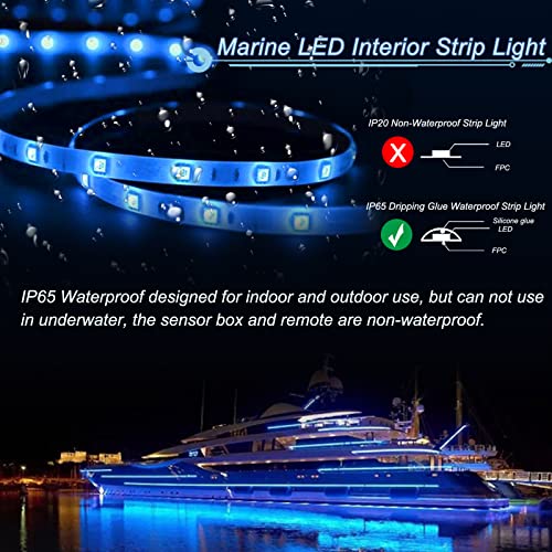 UCINNOVATE Boat Lights,12V Bluetooth RGB LED Strip Light, IP65 Waterproof Marine LED Interior Lights for Sailboat Kayak Boat Deck Light, Accent Light, Courtesy Interior Lights, Fishing Night Lights