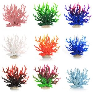 EastVita Artificial Aquarium Plants, Simulation Silicone Ornament Artificial Coral Sea Tree Aquarium Fish Tank Landscaping Decoration Yellow red