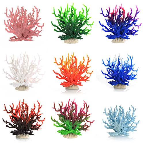 EastVita Artificial Aquarium Plants, Simulation Silicone Ornament Artificial Coral Sea Tree Aquarium Fish Tank Landscaping Decoration Yellow red