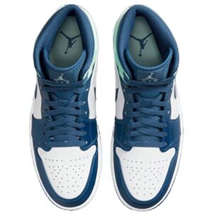 Nike Men's Air Jordan 1 Mid Sneaker, Mystic Navy/Mint Foam-white, 10