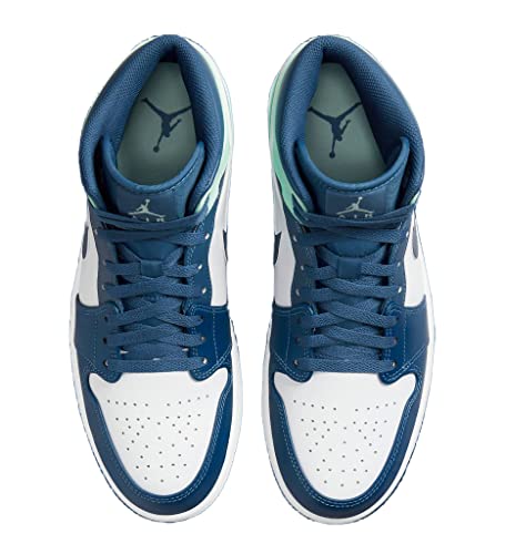 Nike Men's Air Jordan 1 Mid Sneaker, Mystic Navy/Mint Foam-white, 10