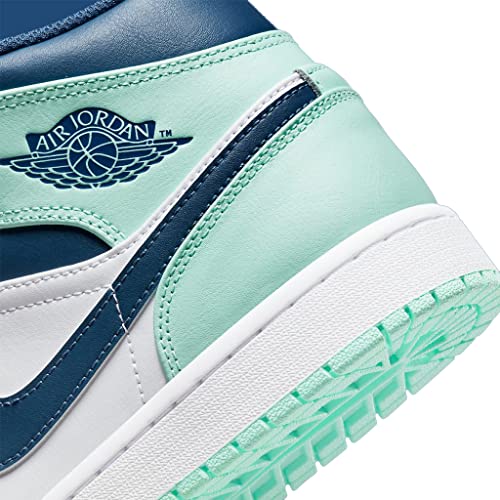 Nike Men's Air Jordan 1 Mid Sneaker, Mystic Navy/Mint Foam-white, 10