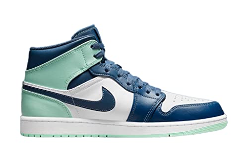 Nike Men's Air Jordan 1 Mid Sneaker, Mystic Navy/Mint Foam-white, 10