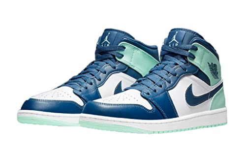 Nike Men's Air Jordan 1 Mid Sneaker, Mystic Navy/Mint Foam-white, 10