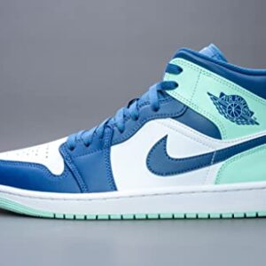 Nike Men's Air Jordan 1 Mid Sneaker, Mystic Navy/Mint Foam-white, 11