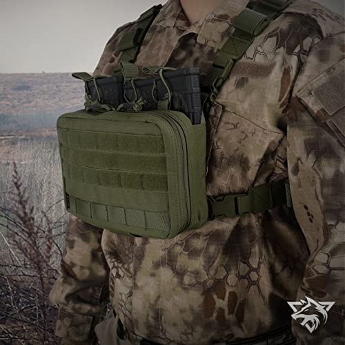 WYNEX Tactical Mag Admin Pouch, Molle Utility Tool Pouch Medical EMT Organizer with Triple Stacker Magazine Holder for M4 M16 Patch Included