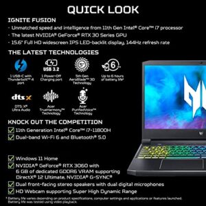 Acer Predator Helios 300 Gaming Laptop | Intel i7-11800H | NVIDIA GeForce RTX 3060 Laptop GPU | 15.6" Full HD 144Hz 3ms IPS Display | Killer WiFi 6 | RGB Keyboard| 16GB RAM | 512GB SSD - W/Mouse Pad