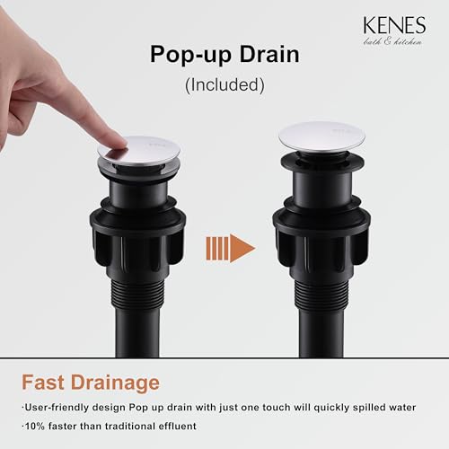 KENES Chrome Bowl Vessel Sink Facuet Single Handle Tall Bathroom Sink Faucet Bathroom Vanity Faucet Basin Mixer Tap with Water Supply Lines and Pop Up Sink Drain, LJ-9031A-5